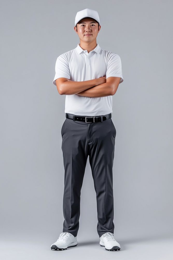 A golf player style accessories sportswear.