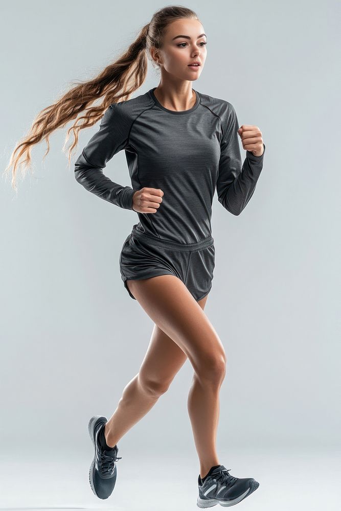 A female runner running sportswear clothing.