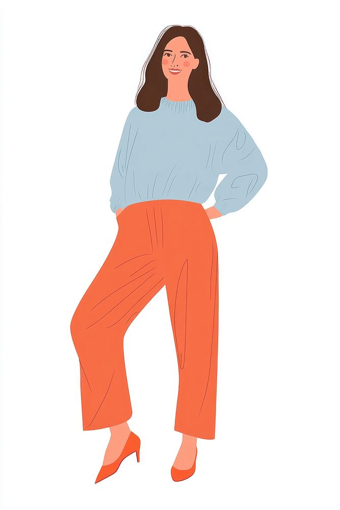 Woman thinking pants illustration fashion.