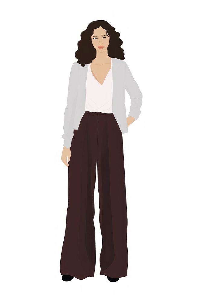 Elegant woman illustration wide-leg pants.