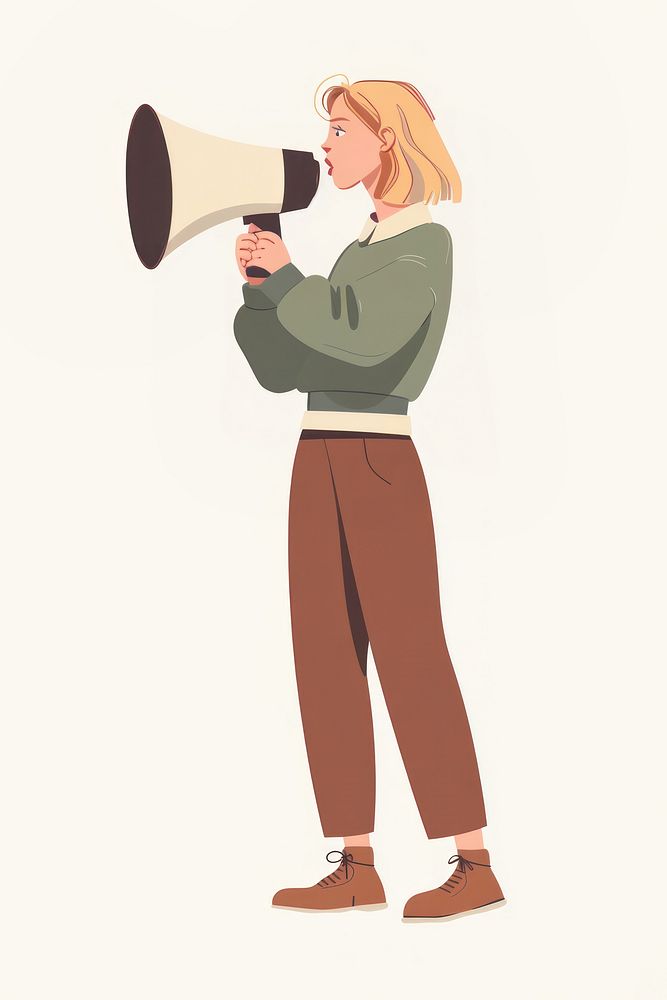 Young woman with megaphone illustration female communication.