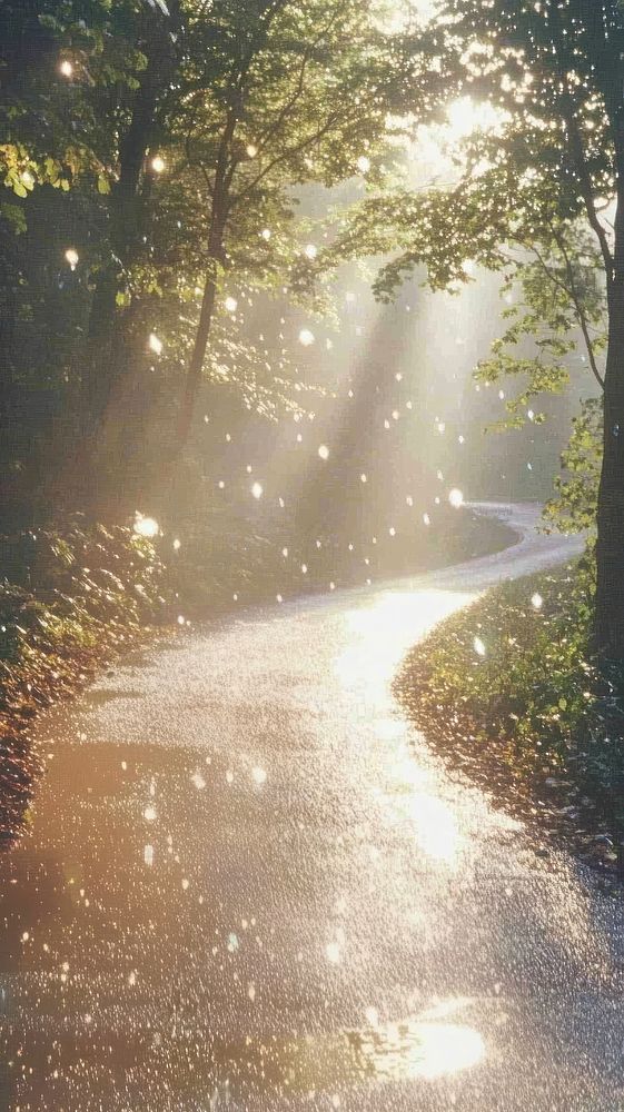 Aesthetic road sunlight magical nature.