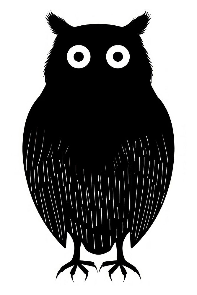 Owl silhouette simple black white.