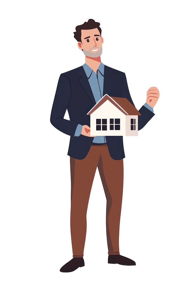 Real estate dealer illustration house model.