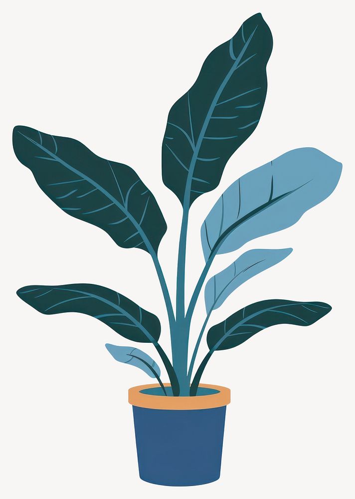 Banana houseplant illustration leaves potted vector