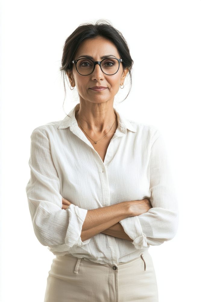 Indian businesswoman background portrait glasses.