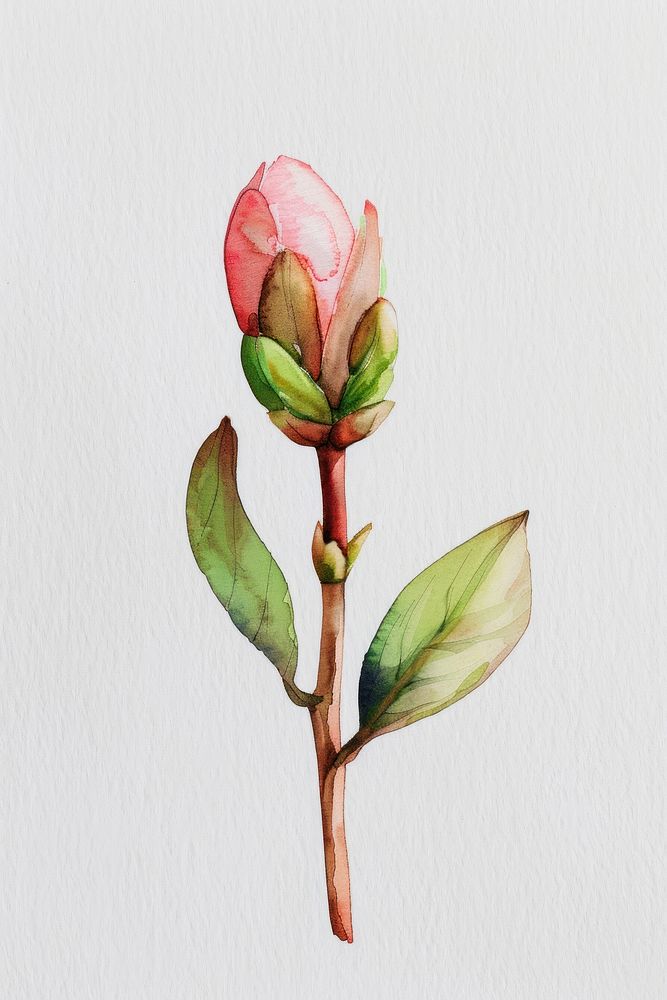 Tiny flower bud watercolor art illustration.