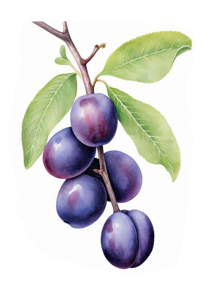 Plum branch fruit plums illustration.