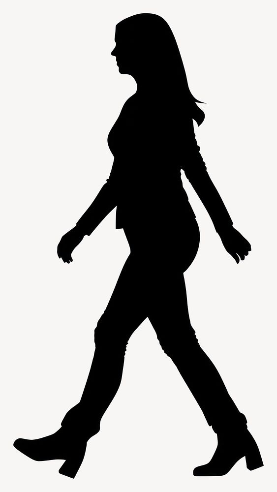 Woman walk silhouette black white backlighting vector