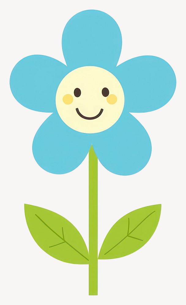 Cute smiling flower illustration leaves simple vector