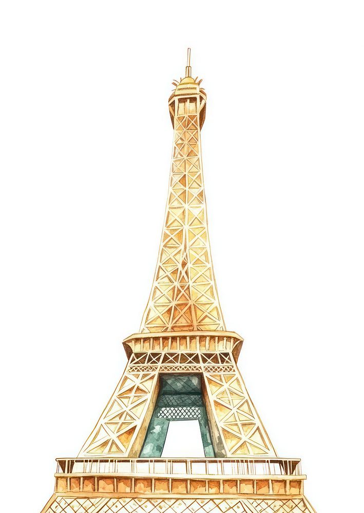 Eiffel tower landmark watercolor paris.