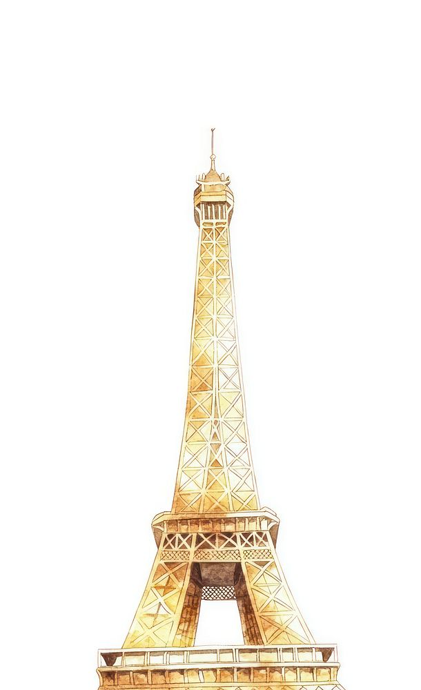 Eiffel tower landmark architecture watercolor.