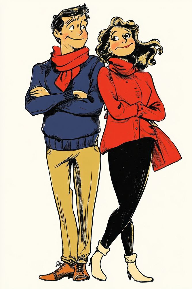 Couple illustration clothing publication.