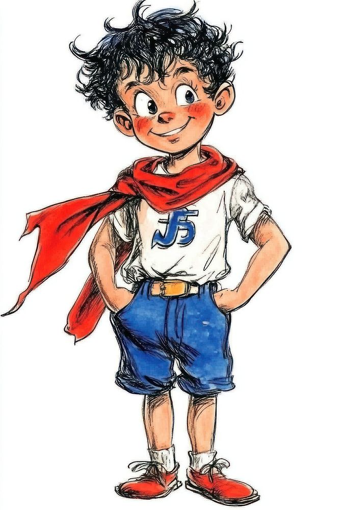 Boy illustration white publication.