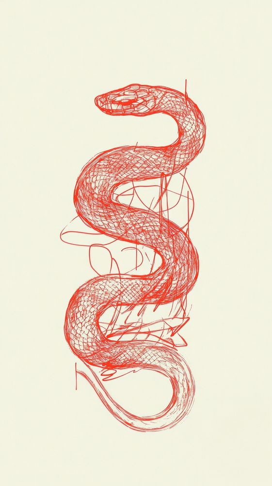 Chinese Snake illustration drawing sketch.