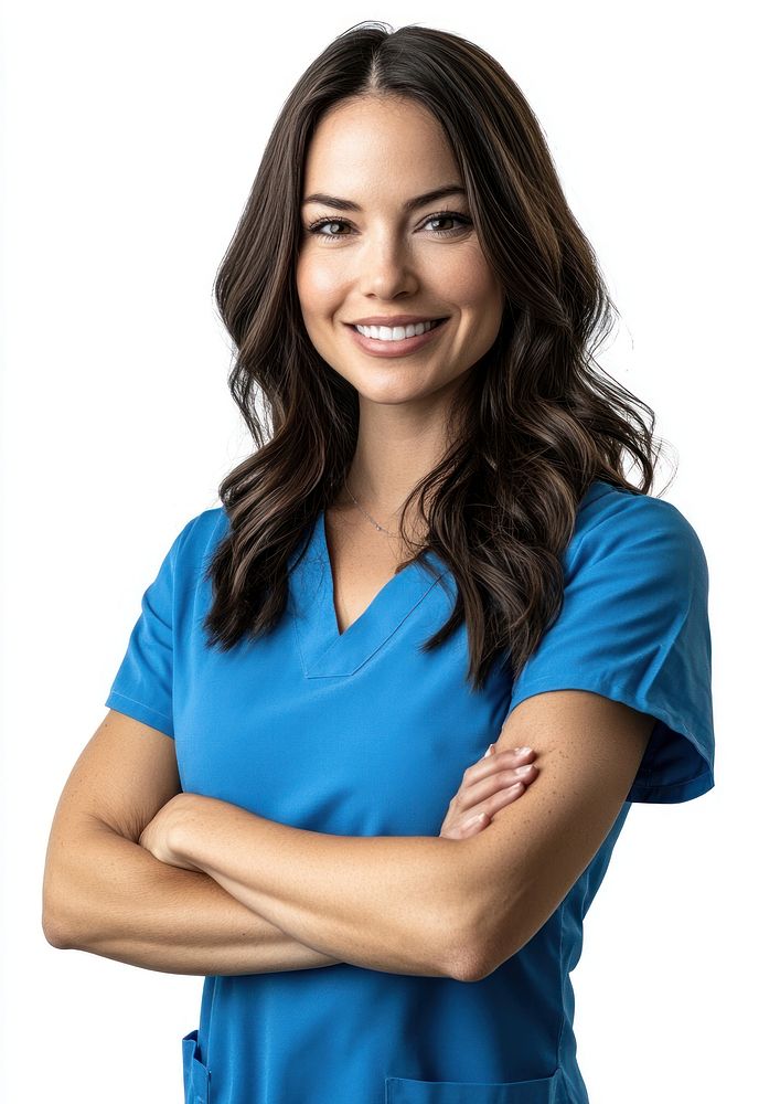 Female nurse background smiling crossed.