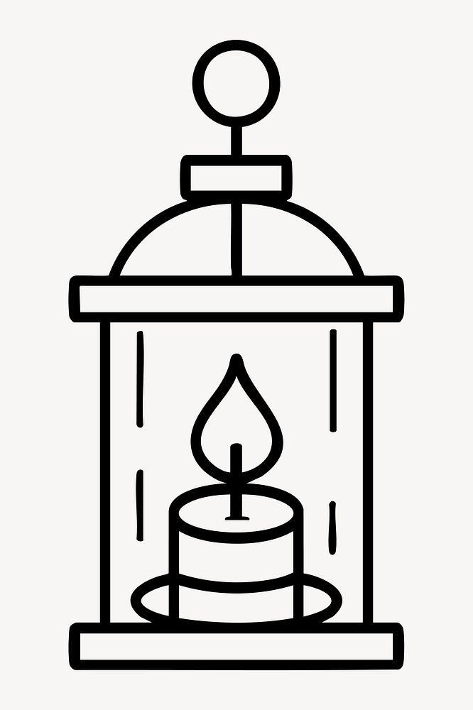 Minimalist lantern with candle illustration vector