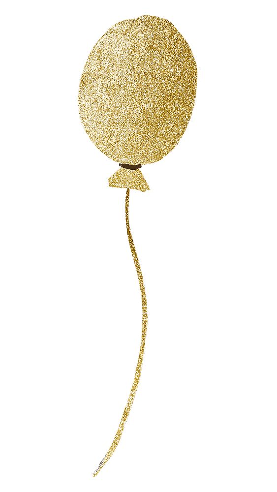 Glittery gold balloon illustration with a long string. Gold balloon shines with glitter. Perfect for party decor…