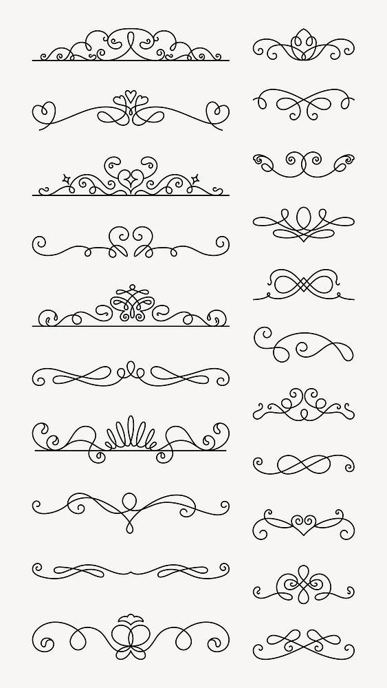 Elegant floral dividers, ornate and decorative, with intricate swirls and flourishes. Perfect for design, these floral…