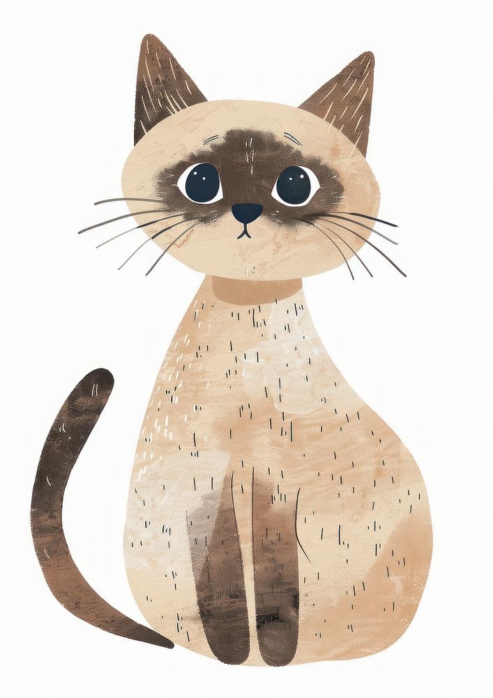 Tonkinese Forest cat illustration whimsical cartoon.