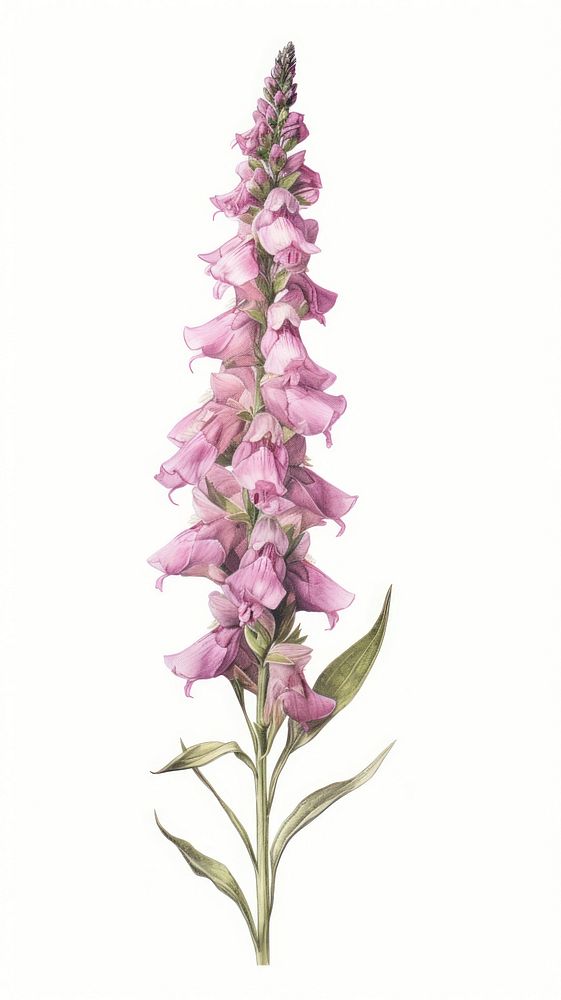 Foxglove illustration botanical drawing.