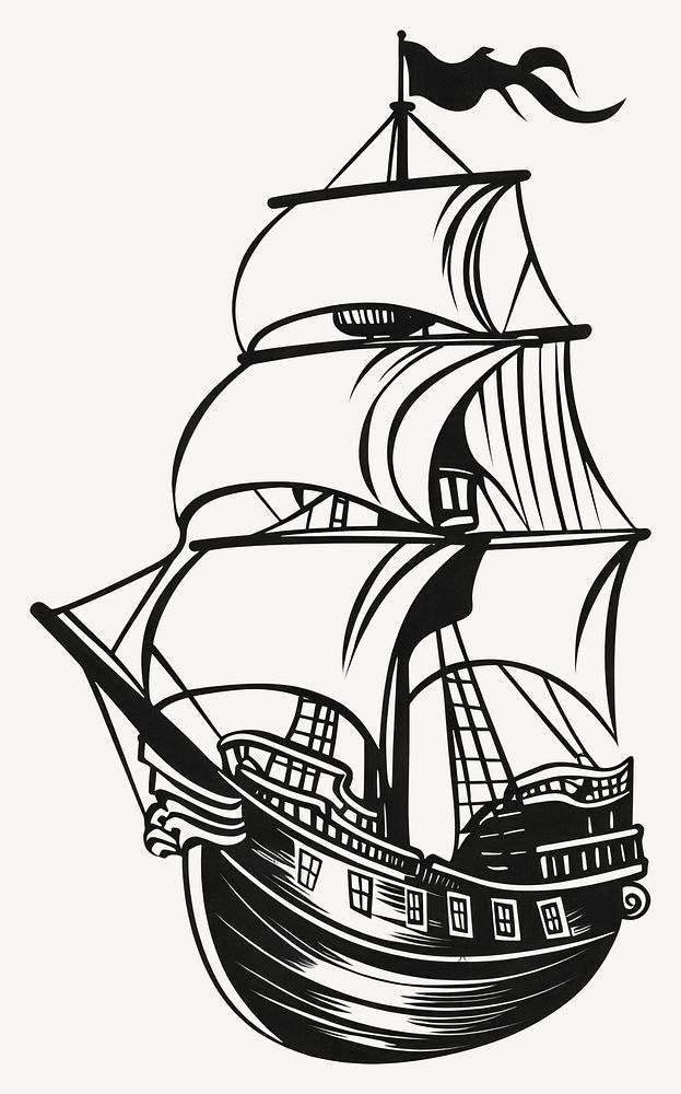 Pirate ship art illustration sailboat vector