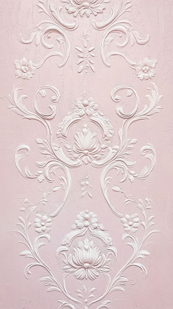 Rococo floral pattern decorative wallpaper embossed.