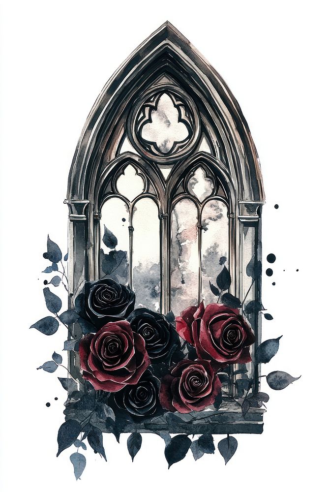 Gothic window roses art architecture.