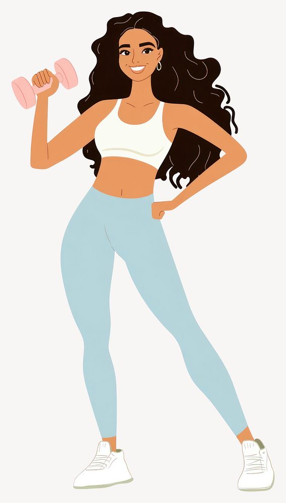 Woman illustration exercise dumbbell vector