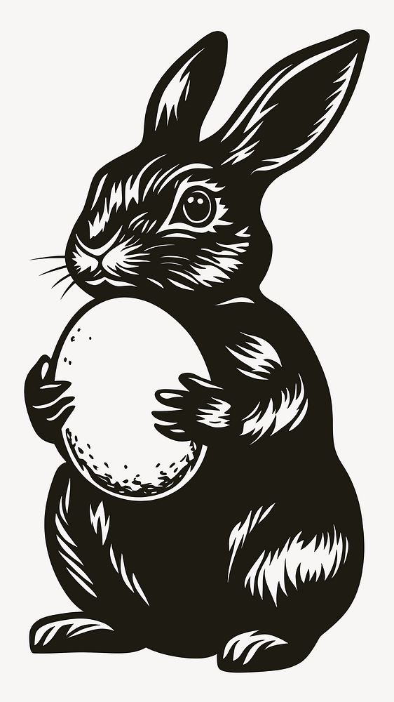 Rabbit hold easter egg illustration vintage bunny vector