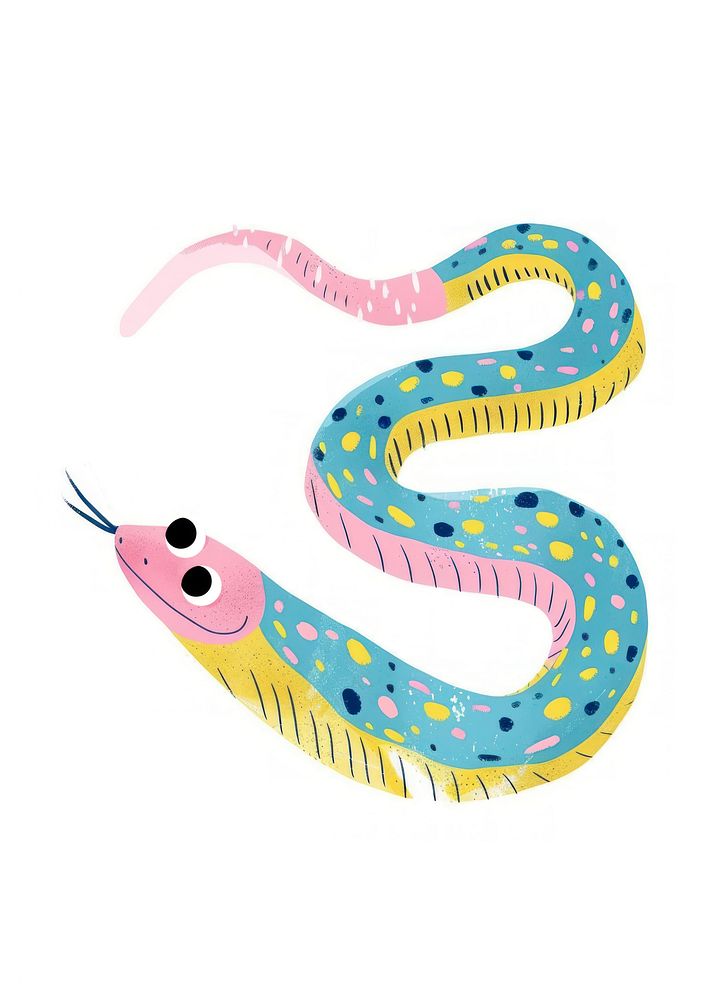 Cute coral reef snakes illustration whimsical style colorful.