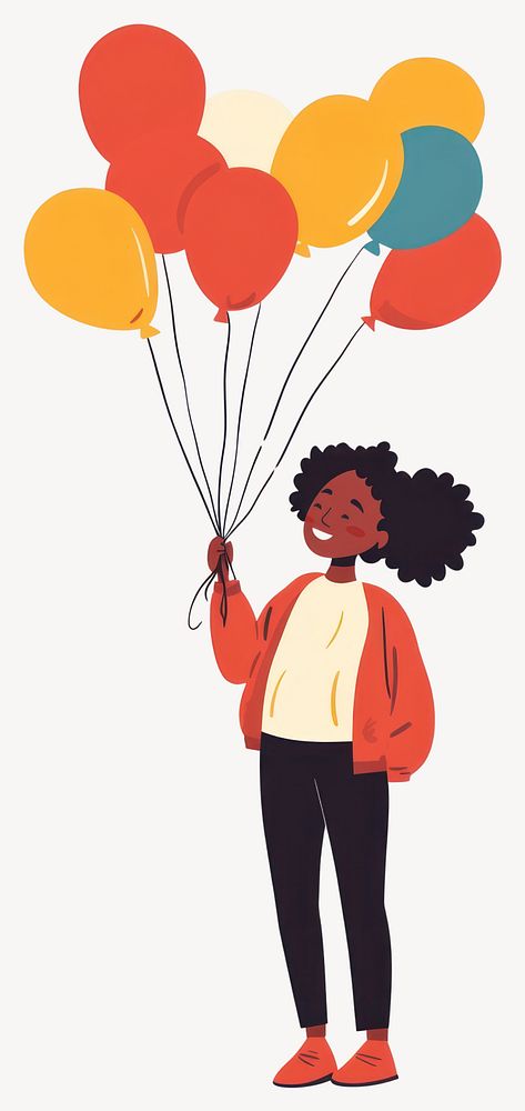 Young girl holding balloons illustration celebration colorful vector