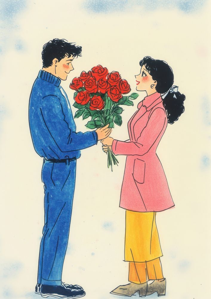 A couple roses man illustration.