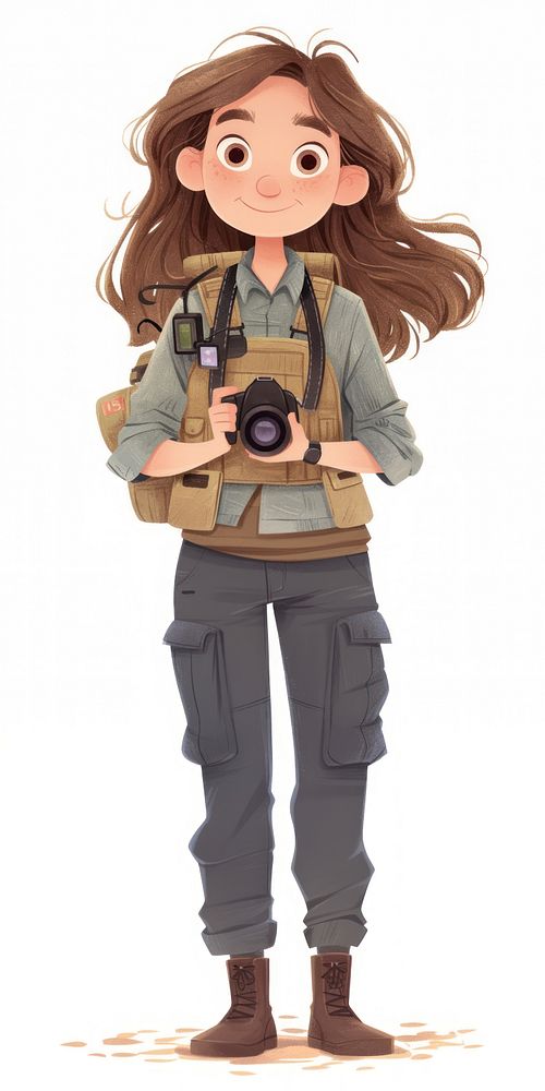 Photographer girl illustration photographer character.