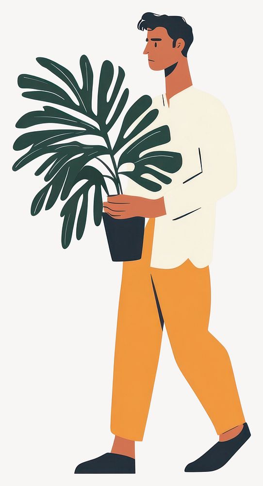 A man holding a plant illustration art fashionable vector