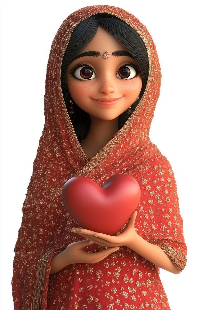 Muslim woman portrait character cartoon smile.