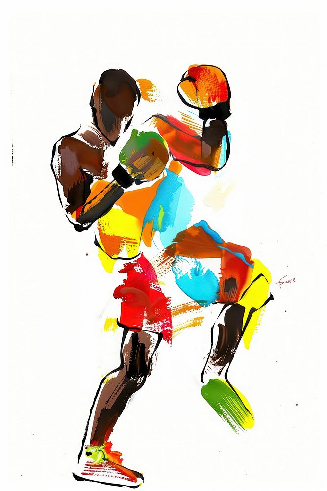 Boxing man illustration painting art.