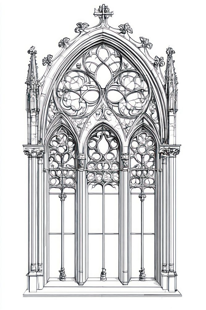 Church window architectural architecture drawing.