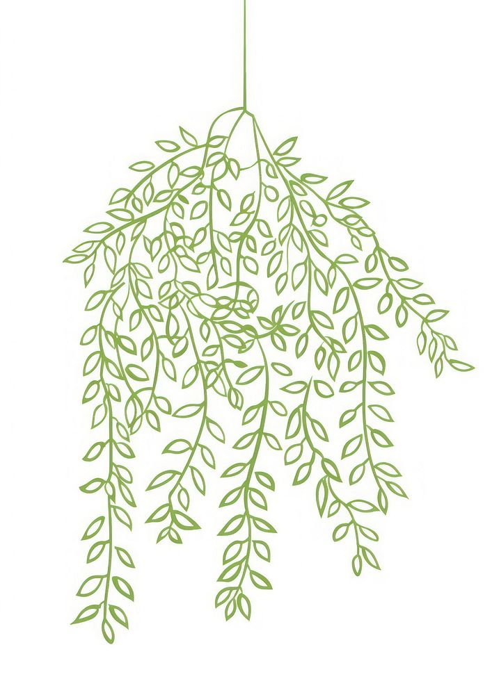 Hanging plant illustration green chandelier.