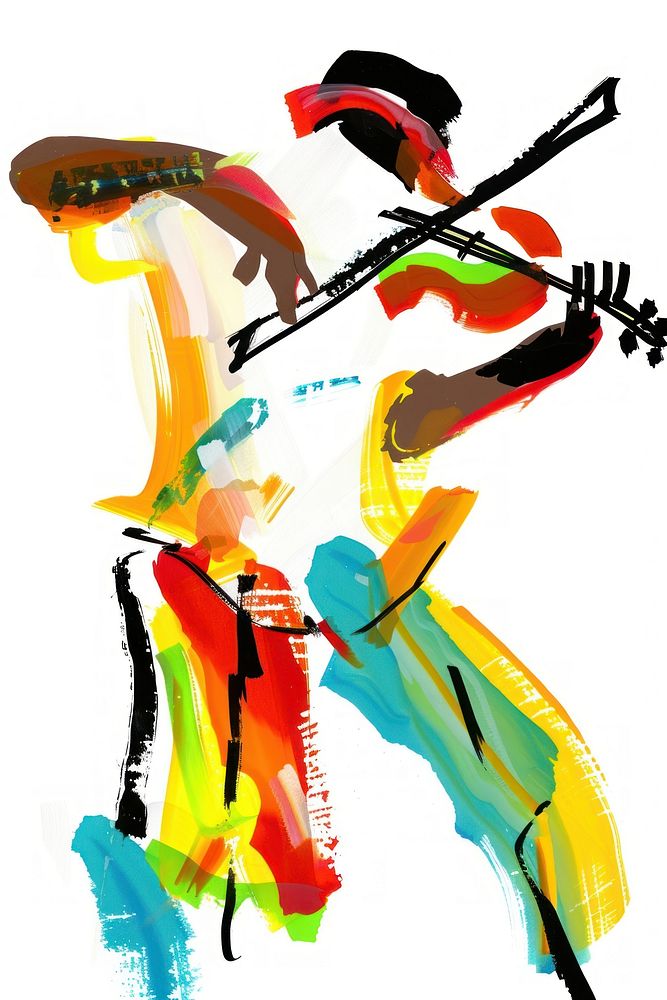 Man playing a violin illustration painting music.