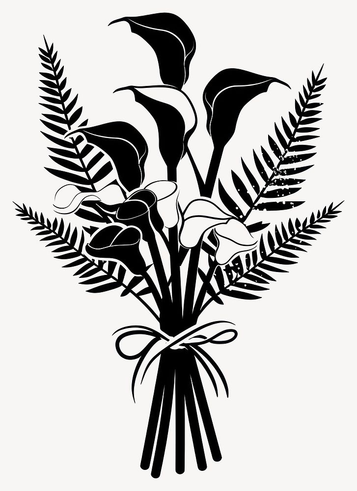 Calla Lilies with Ferns Flower silhouette flower drawing vector