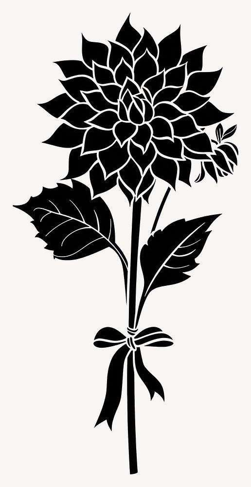 Dahlia silhouette drawing flower vector