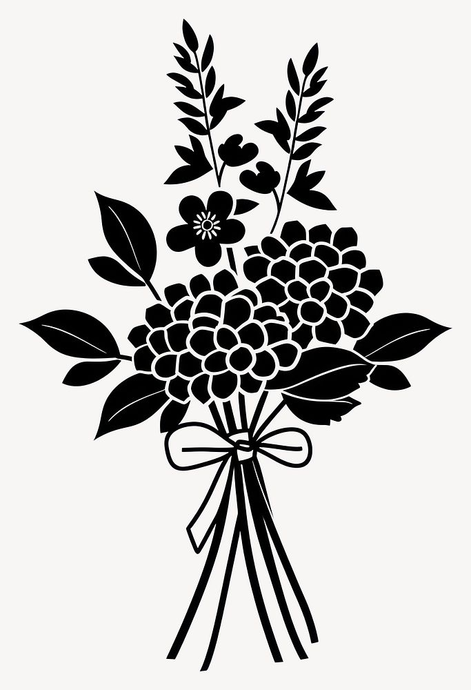 Delphiniums with Hydrangeas Flower silhouette graphics drawing vector