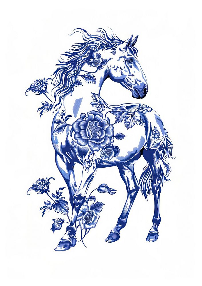 Hand drawn a Horse horse drawing pattern.