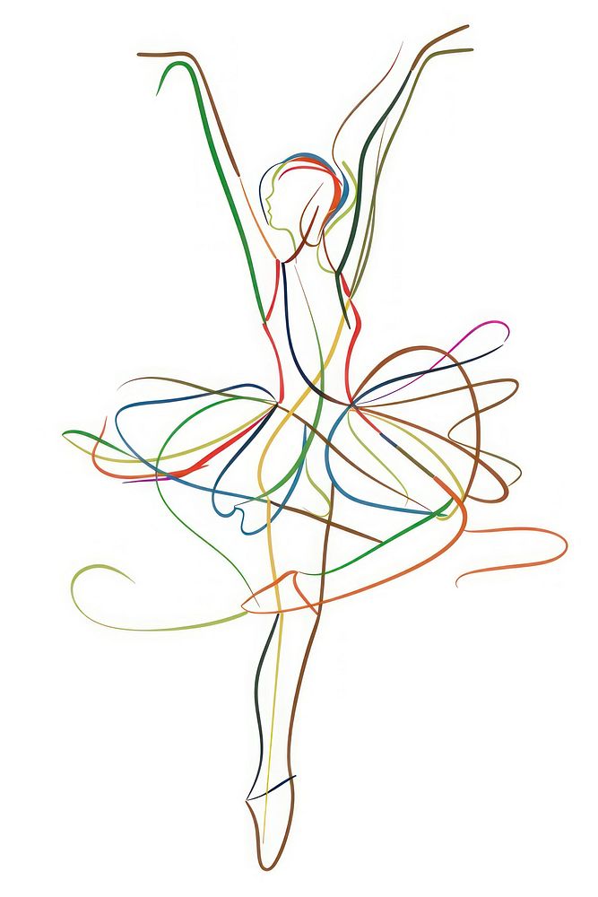 Line drawing ballerina art colorful ballet.