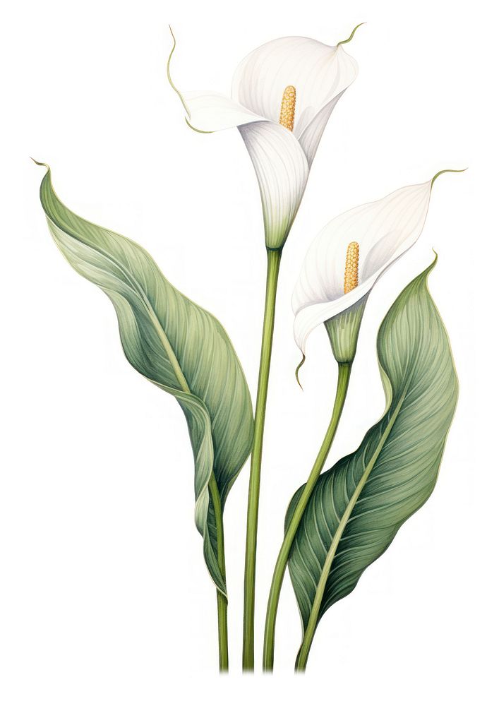 Calla branch illustration botanical flower.