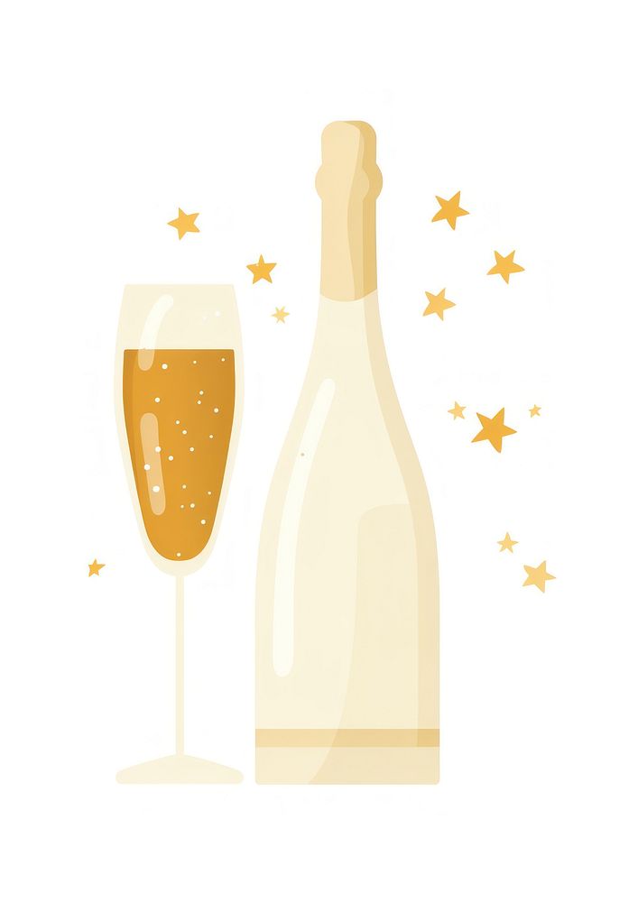 Champagne illustration beverage bottle.