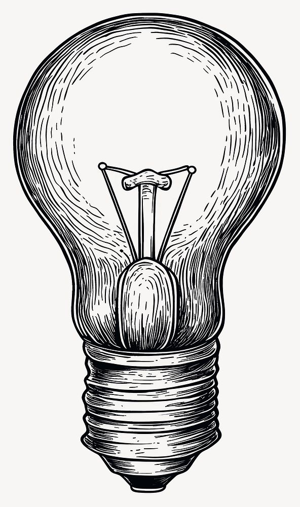 Light bulb black white art vector