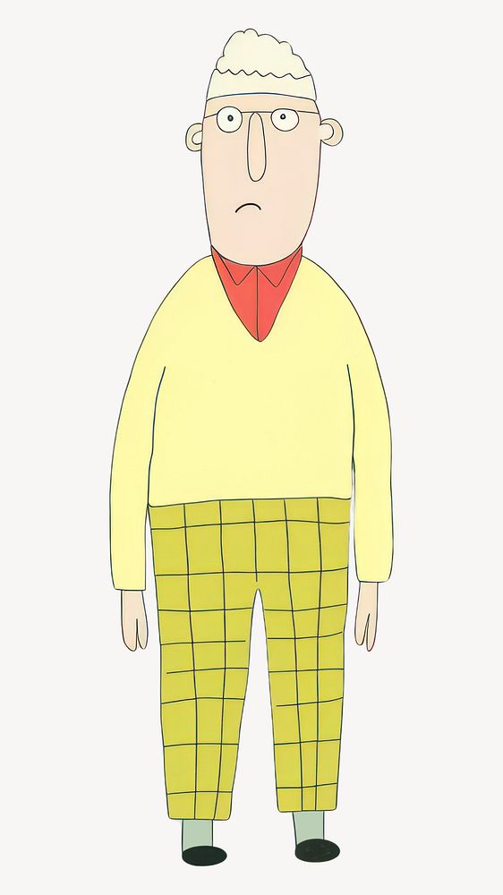 Old person standing cartoon background simple vector