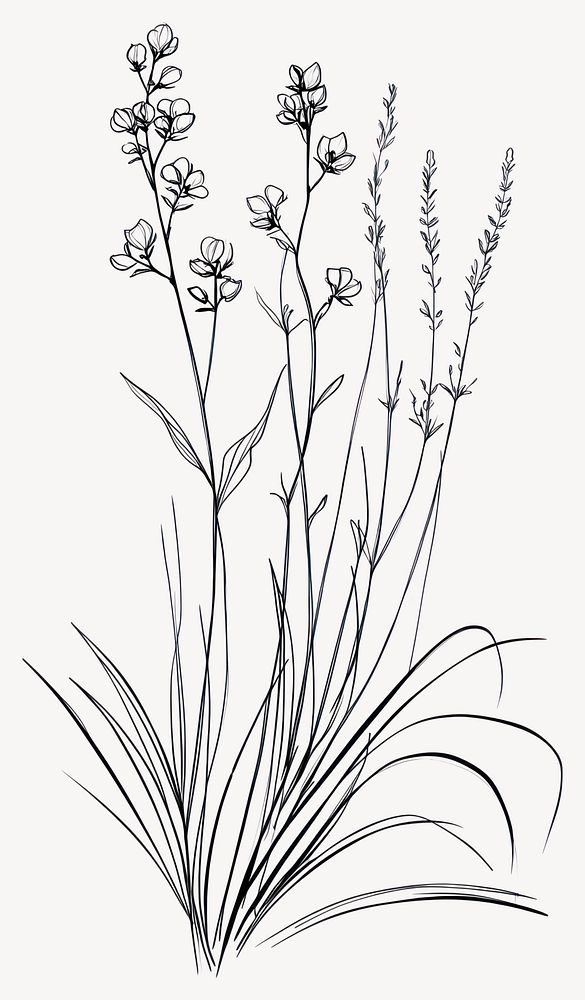 Wild flower Indian Plantain drawing flowers sketch vector